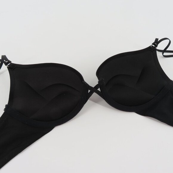 Aerie 32B Maddie Push Up Bra Padded Underwire Strappy Straps Solid Black Women - Picture 8 of 15